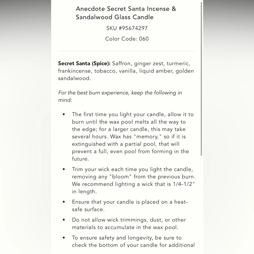Secret santa anecdote candle